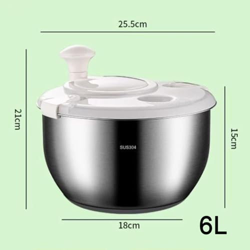 Spinner do sałatek ze stali nierdzewnej z pokrywką PP – duża pojemność dla wydajnego suszenia owoców, makaronu i smażenia, wytrzymałe narzędzie kuchenne do szybkiego przygotowywania posiłków