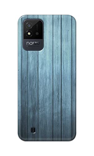 Image of Printed Hard Back Cover Case for Realme Narzo 50i Back Cover (Wooden Blue) -1302
