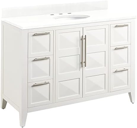 Signature Hardware 484545 Holmesdale 48" Single Basin Vanity Set with Mahogany Cabinet, Marble Vanity Top, and Porcelain Circular Undermount Sink