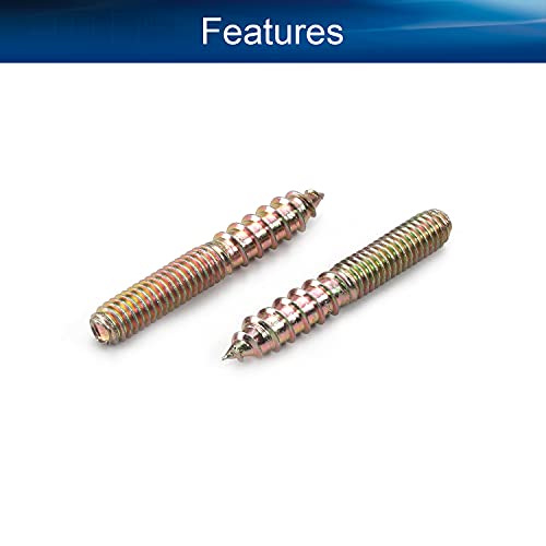 Image of 10Pcs Carbon Steel Double Headed Hanger Bolts 1.57 inch Length Self-Tapping Screw for Furniture Installation M6x40 Bronze