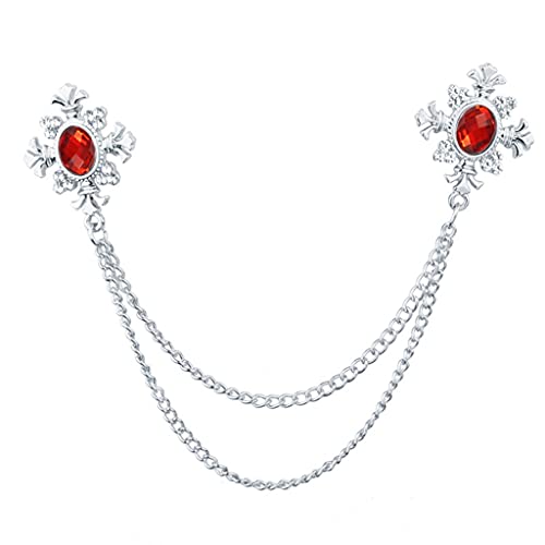 Broche de col pour chemise femme à chaîne et croix cristal soirée chic