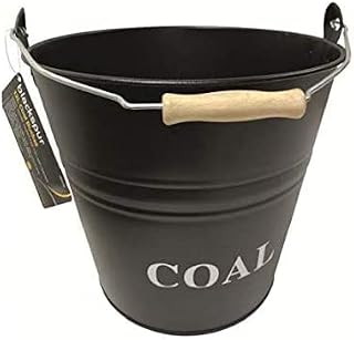 Garden Mile® Tall Black Vintage Style Large Coal Scuttle Hod Coal Fire Wood Burner, Coal Bucket Wood Log Holder Coal Scuttle Kindling Bucket Metal (Tall Black Coal Hod)