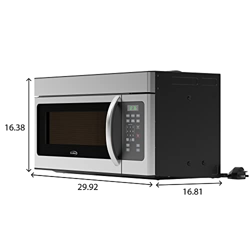 Image of KoolMore 1.6 Cu. Ft. Over the Range Microwave Oven with Oven Lamp and 300CFM Recirculation Vent Hood Function, Auto Cook Menus, Reheat Function, 10 Power Levels, Timer, and Weight Defrost (KM-MOT-1SS)