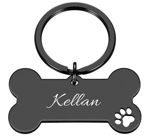 Personalisiert Hundemarke Knochen Haustier ID Tag Pet Tags mit Pfoten aus Edelstahl mit Gravur für sehr kleine Hunde und Katzen oder Welpen Adressanhänger inkl. Schlüsselring | beidseitig GRAVIERT
