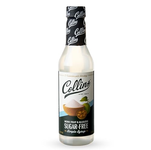 Collins Sugar Free Simple Syrup, Made with Allulose and Monk Fruit Extract, Cocktail Syrup and Coffee Sweetener, Set of 1