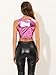Allegra K Metallic Crop Top for Women's Sleeveless Cut Out Party Clubwear Holographic Tank Tops Small Hot Pink