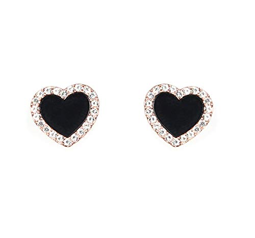 Fashion jewelry celebrity designer small black heart rhinestone elegant stud earrings for women