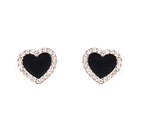 Fashion Jewelry MISASHA Celebrity Designer Small Black Heart Rhinestone Elegant Stud Earrings