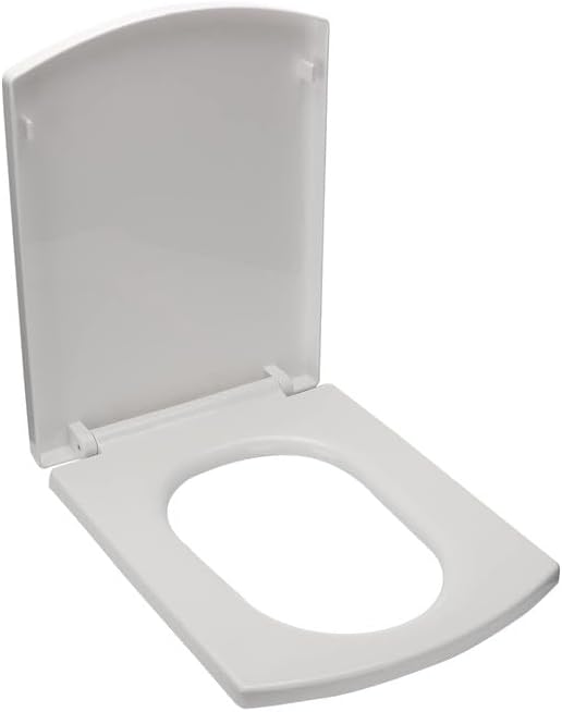 Soft Close Square Toilet Seat, White, 37 * 47cm, Quick Release, Adjustable Hinges, PP Material, Easy Cleaning