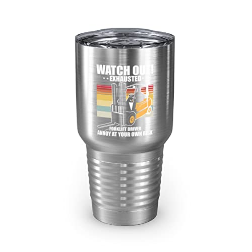 Teegarb Letter Blanket Becher aus Edelstahl, 850 ml, lustig, erschöpft, introvertiert, sarkastisch, Gabelstapler, Fahrer, humorvoll, müde Bediener, Mockery Sprüche, 850 ml, Silber