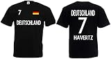 Fruit of the Loom Textilie Deutschland Havertz Herren T-Shirt EM 2020 Trikot Look Style Shirt Schwarz S