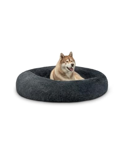 lionto Letto per Cani Rotondo Cuscino Gatti Letto Donut, (4XL) 120 cm Ø Grigio Scuro