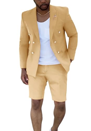 Image of Short Suits for Men 2 Piece Summer Mens Suit Beach Wedding Tuxedo