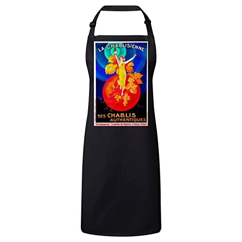 Tablier cuisine premium Chablis retro au style vintage unique pour amateurs de vin