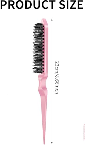 Image of Teasing Brushes, Hair Brush,Three Row Salon Bristle Brush, Rat Tail Comb Brish Hair Root Teasing Hair Brush