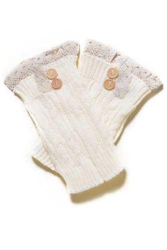 YELETE Fashion Mic Women's Short Lace with Buttons Boot Legwarmers