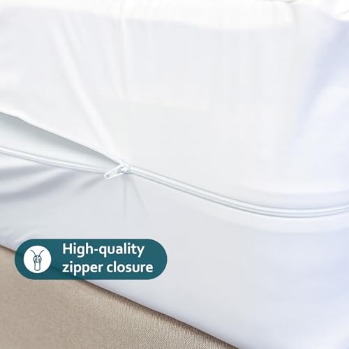 Image of Zipper Closure Style Mattress Protector King Size 100% Waterproof Six-Sided Mattress Encasement for Bed 78x84 Inch Fit On 6 Inch 6.5X7 Feet White