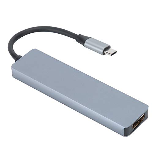 Adaptador Hub USB C 6 en 1 de aluminio con puerto HDMI 4K y carga rapida de 100W PD