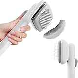 Spazzola Autopulente per Gatti e Cani, Premium Spazzola per Rimuovere il Pelo Morto, Cardatore Morbido per Cane e Gatto a Pelo Lungo, Manico Ergonomico, Facile da Pulire (Bianco)