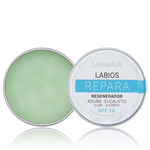 Labnatur Bálsamo Labial Reparador - Natural, con Aceites de Argán y Eucalipto, Karité y Mentol - Regenera, Hidrata y Protege - Para Labios Secos o Agrietados - Fabricado en España - 15 ml