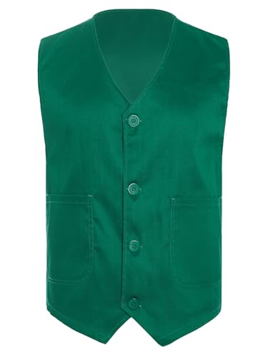 Kid Girls Boys Button Down Side Pockets Vest Volunteer Activity Waistcoat Irregular Hem Activities Uniform