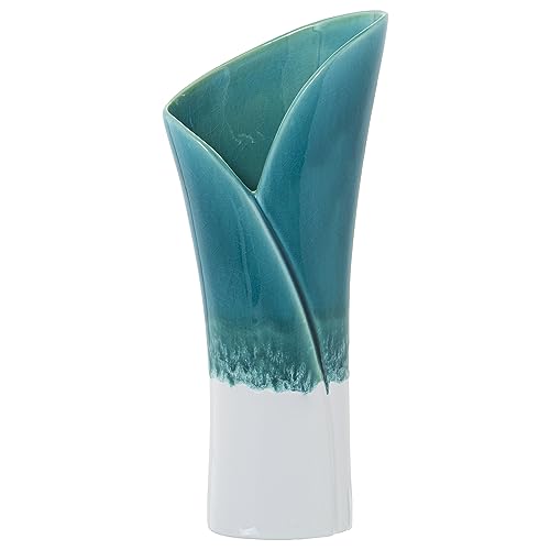 Vase en céramique stable grand format bleu pétrole 40cm