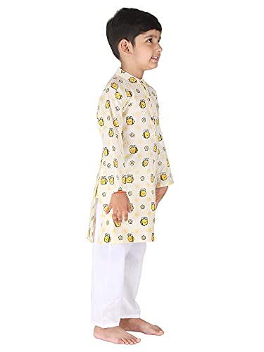Image of Baby Boys Ethnic Wear | Handloom Cotton Kurta Pajama Set for Festivals | Comfortable & Stylish Traditional Kids Kurta Pyjama Set