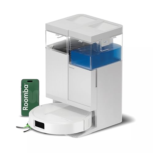 iRobot Roomba Plus 515 Combo Robot+AutoWash- 22KPa -Base Multifonction - Lavage à 75°C - séchage des lingettes à 45°C - LiDAR Clearview - 75 Jours d'autovidage - Blanc