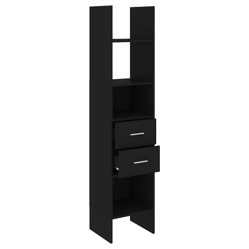 Générique Bücherregal, 40 x 35 x 180 cm, Holz, Schwarz | 4 geräumige Fächer, 2 Schubladen, Bücher- und Zeitschriftenaufbewahrung, einfache Reinigung mit feuchtem Tuch