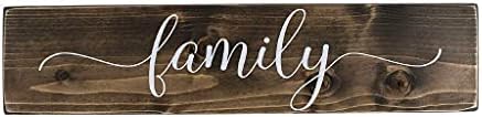 Dark Walnut Family Wooden Sign - Rustic Farmhouse Wood Handmade Decor - Wood Wall Home Decor