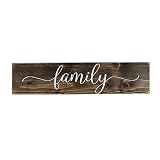 Dark Walnut Family Wooden Sign - Rustic Farmhouse Wood Handmade Decor - Wood Wall Home Decor