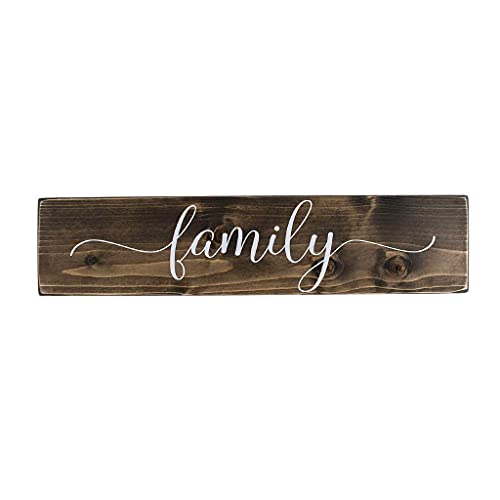 Dark Walnut Family Wooden Sign - Rustic Farmhouse Wood Handmade Decor - Wood Wall Home Decor #TOP4