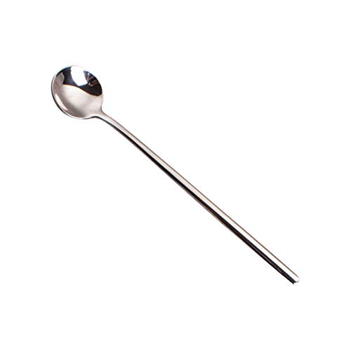 ONUIFIKE Silverware Set, 304 Stainless Steel Long Handled Coffee Spoon Stirring Spoon Round Ice Spoon Colorful Ice Cream Spoon, Home Cutlery Flatware Set(Silver)