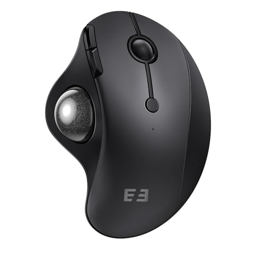 seenda Wireless Trackball Mouse, Bluetooth - Ergonomic Rollerball Mouse Rechargeable, 3 Device Connection Optical Mice Adjustable DPI Thumb Control Mice Compatible for Mac/Android/Windows-Black
