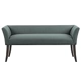 Madison Park Accent Bench, Upholstered with Nailhead Trim, & Padded Seat Entryway Bench Small, End of Bed Bench with Back, 49.5' W x 19.25' D x 23' H, Slate Blue