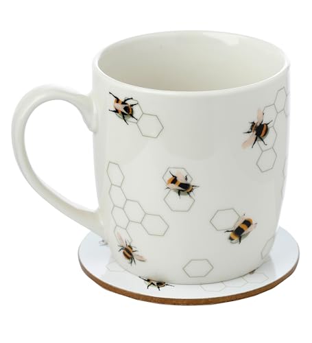 Puckator The Nectars Meadow Bee Porcelain Tea Coffee Mug & Coaster Set