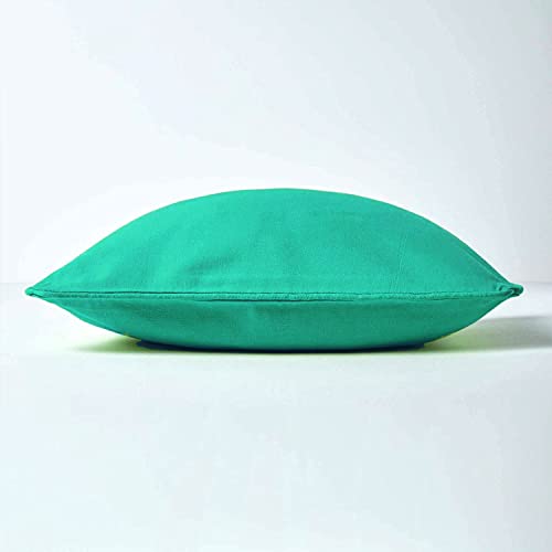 Image of AURAVE Cotton 210 TC Cushion Cover with Concealed Zipper Multi-Usage Sponge Lining, Piped Edges for Soft Living Room Solid Cushion Cases Cover Pack of 1 (12 inchx12 inch Aqua Green)