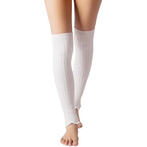 iB-iP Women's Leg Warmer Ballet Dancer Running Aerobics Costume Stretch Outfits, Size: One Size, Off White Cover