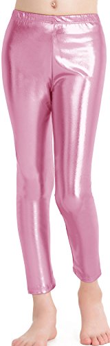speerise Girls Kids High Waisted Shiny Metallic Dance Fashion Leggings