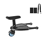 EUNEWR Buggy Board mit Sitz,Komfortabel Hilfspedal für Kinderwagen,für Kinder von 2-6 Jahren (25KG),Kompatibel mit Fast Jedem Buggy und Kinderwagen,Sicher Befestigte Schnalle,Zweitkind Artefakt
