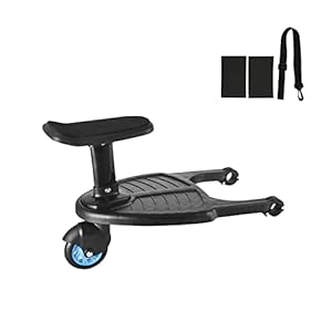 EUNEWR Buggy Board mit Sitz,Komfortabel Hilfspedal für Kinderwagen,für Kinder von 2-6 Jahren (25KG),Kompatibel mit Fast Jedem Buggy und Kinderwagen,Sicher Befestigte Schnalle,Zweitkind Artefakt