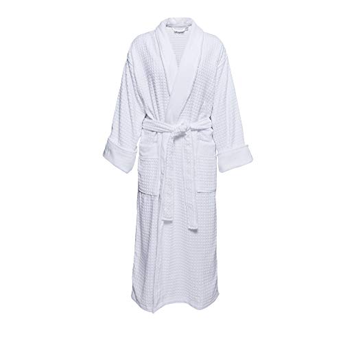 Mansfield, Unisex Terry Velour Jacquard Spa Robe with Shawl Collar, White