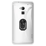 UOGNADGD Coque Flexible + Support à Anneau Compatible avec HTC One Max T6 Housse Antichoc pour Téléphone avec Support Magnétique Style Méca (Clair + Noir)