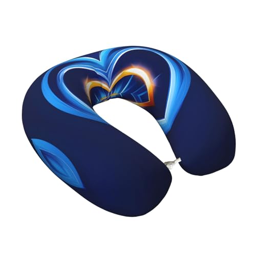 Almohada de viaje con diseño de corazón azul miniatura 2