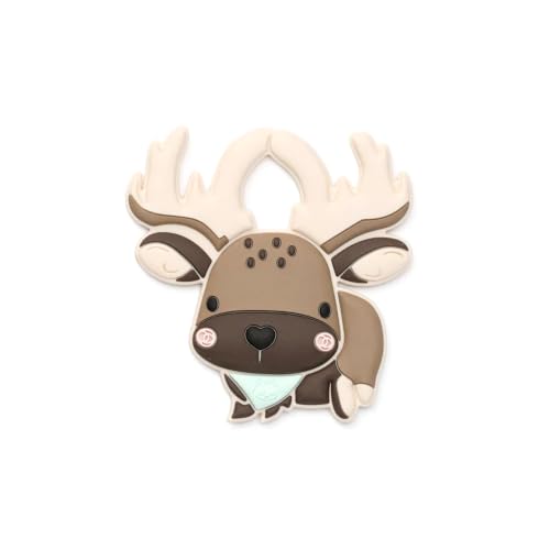 Image of Loulou Lollipop Silicone Teether for Babies 4 Months and Up, Textured Teething Toy for Sore Gums, BPA-Free Food-Grade Silicone, Easy to Hold, Dishwasher & Freezer Safe, Moose