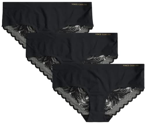 Vince Camuto Women's No Show Seamless Hipster Panty Multi-Pack Underwear, Size Small, Black/Black/Black Vince Camuto Women's No Show Seamless Hipster Panty Multi-Pack Underwear, Size Small, Black/Black/Black