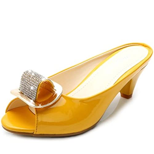 Pompes sandales à talons hauts jaunes taille 45 avec talon ouvert d'été pour femme