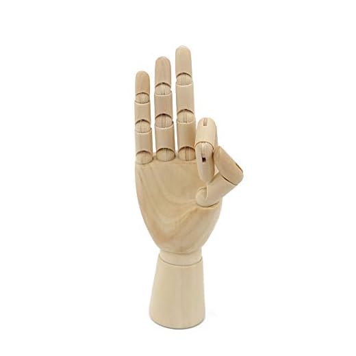 Modele de main en bois Yefun Gauche/Droite Mod¨¨le Main Articul¨¦ Mannequin d'une Main Sculpture mannequin cadeau d'art alternatives (la gauche,7 Inch)