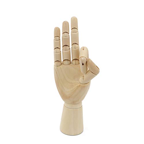 Modelo de Mano de Madera, Yefun Derecha/Lzquierda Mano Modelo Madera -Articulado de Madera Boceto Modelo de Maniquí Flexible para Pintura Arte(derecho, 7 inch)
