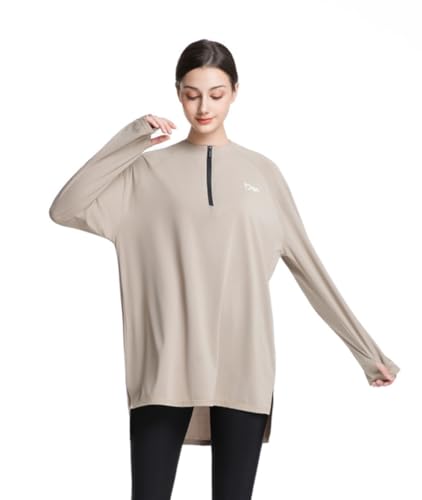 KXCFCYS Modest Long Sleeve Shirts for Women Quick Dry Athletic Top Yoga Running Workout Tees for Muslim Women(M,X5)